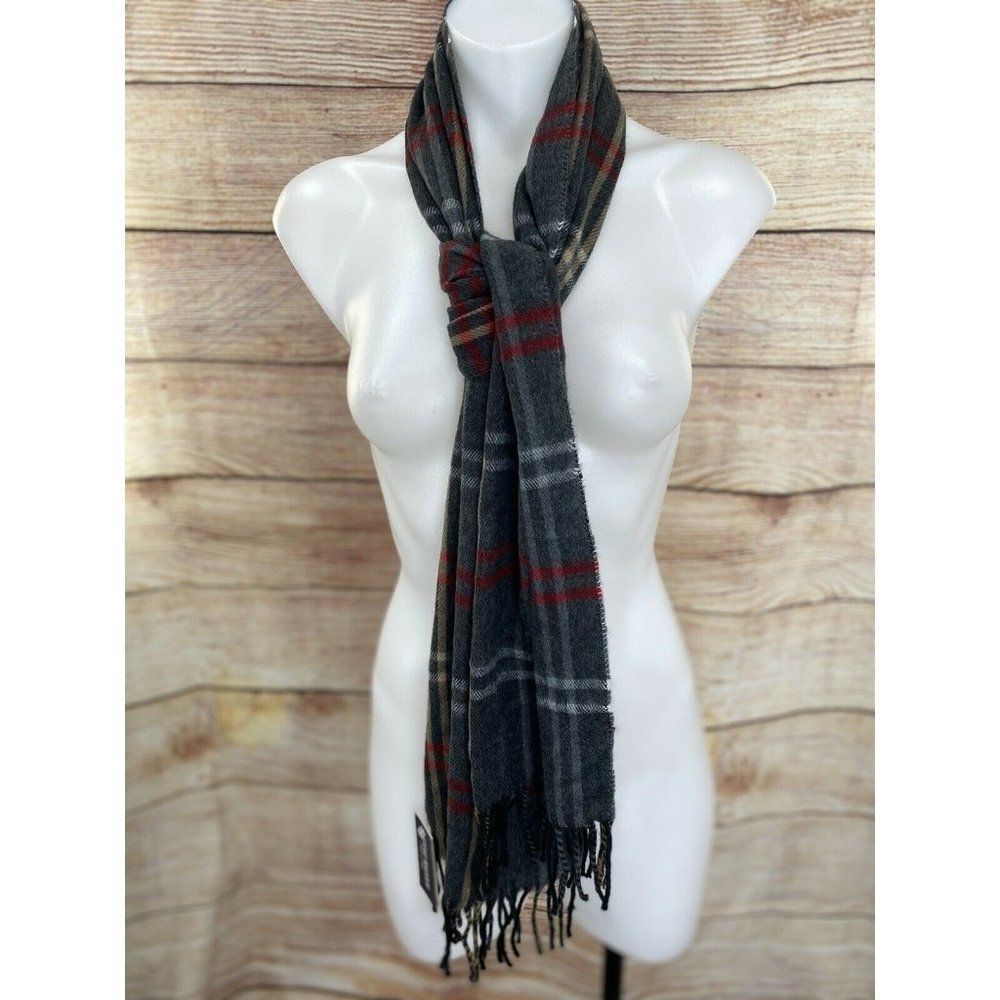 Steve Madden Women's Mid Weight Cozy Muffler Scarf Charcoal Plaid One Size